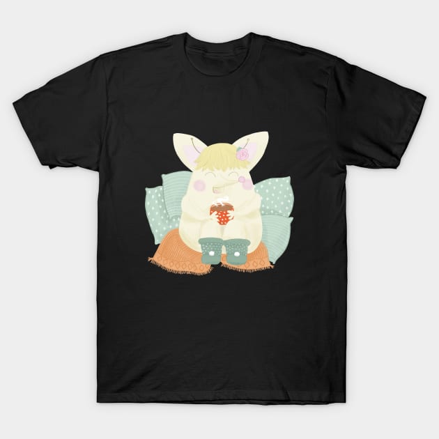 Mouse with cocoa in comfy place T-Shirt by Kuku Craft